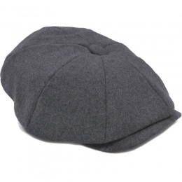 Boys Grey Wool Baker Boy Cap